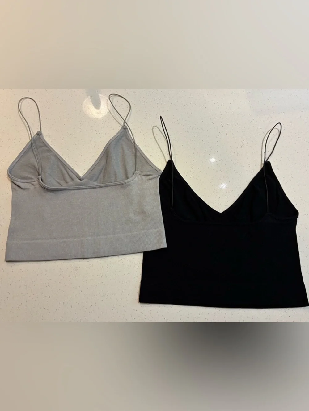 Free People | Ribbed V-Neck Brami Tank Tops - Set of 2 - Black & Light Gray XS/S